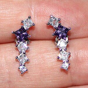 Bomb Party Sterling Silver Amethyst & Cubic Zirconia Stud Earrings